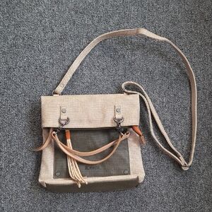 Sherpani Cream and Brown Crossbody Bag with Adjustable Strap